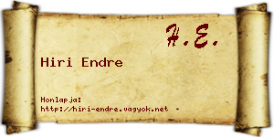 Hiri Endre névjegykártya